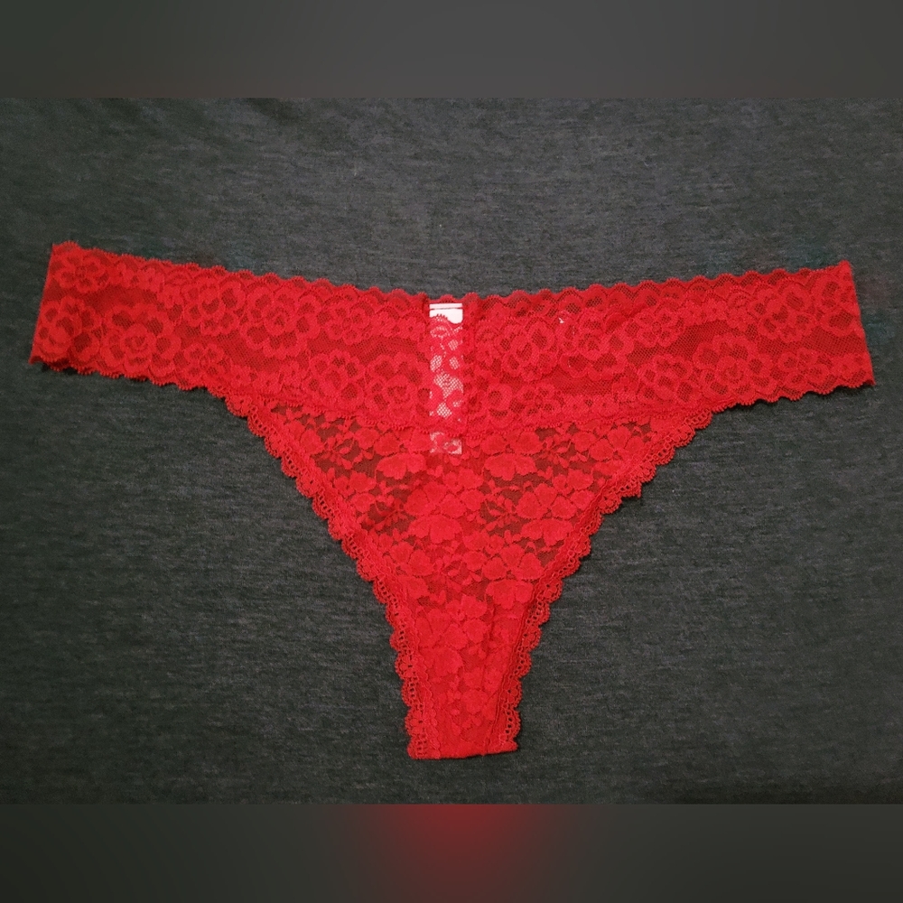 Womens Red Lace Thong